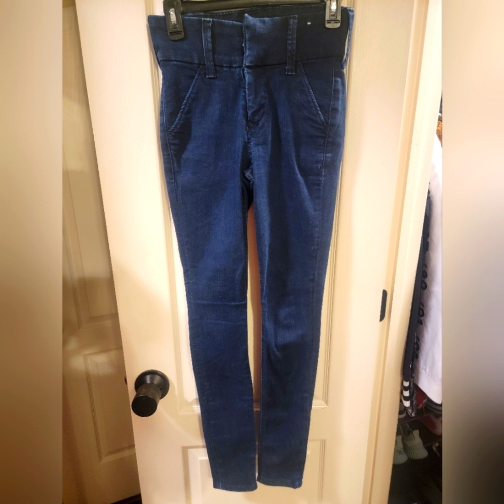 EXPRESS HIGH WAISTED DENIM PERFECT WIDE WAISTBAND JEAN LEGGINGS